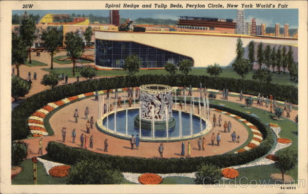 Spiral Hedge and Tulip Beds, Perylon Circle, New York World's Fair
