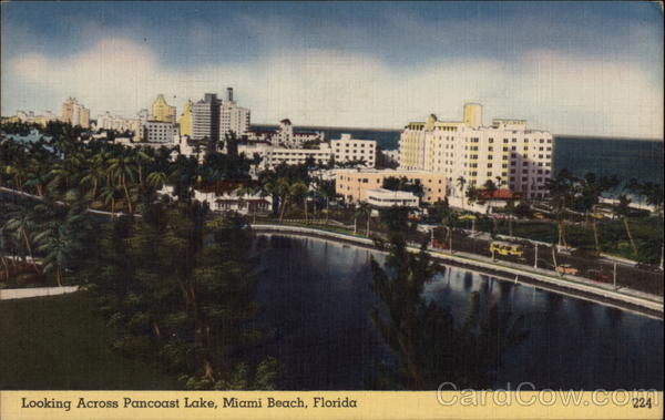 Looking Across Pancoast Lake Miami Beach Florida