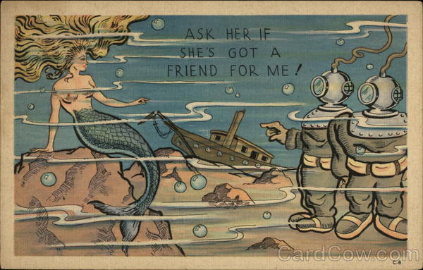Mermaid & Divers Comic, Funny