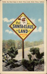 Follow the Road Signs to Santa Claus Land Postcard