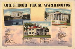 Greetings from Washington District Of Columbia Washington DC Postcard Postcard
