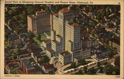 Aerial View of Allegheny General Hospital and Nurses' Home Pittsburgh, PA Postcard Postcard