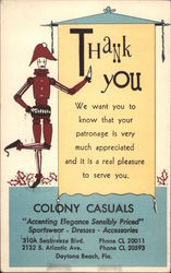 Colony Casuals Daytona Beach, FL Postcard Postcard