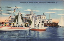 Preparing for Regatta on Lake Pontchartrain Postcard