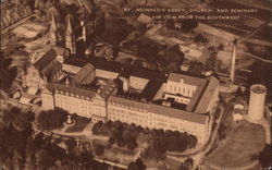 St. Meinrad's Abbey, Church, and Seminary. Air view from the Southwest Indiana Postcard Postcard