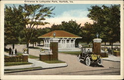 Entrance to Lafayette Park Norfolk, VA Postcard Postcard