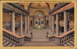 Corridor and Main Stairway: Utah State Capital Postcard