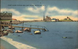 Coast Guard Station and Light House Watch Hill, RI Postcard Postcard