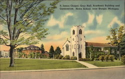 St. James Chapel, Gray Hall, Academic Building and Gymnasium, Howe School Postcard