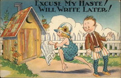 Excuse My Haste ! Will Write Later ! Postcard