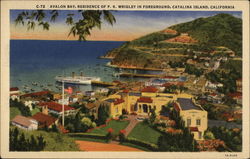 Avalon Bay, Residence of P.K. Wrigley in Foreground Postcard