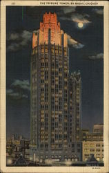 The Tribune Tower by night Chicago, IL Postcard Postcard