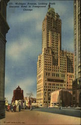 Michigan Avenue, Looking North, Sheraton Hotel in Foreground Postcard