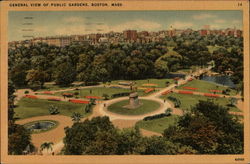 General View of Public Gardens Boston, MA Postcard Postcard