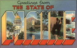 Grretings from the State with Various Views Maine Postcard Postcard