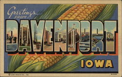 Greetings from Davenport Iowa Postcard Postcard