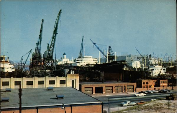 Shipping at Busy Baltimore Harbor Maryland