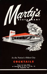 Marty's Restaurant St. Augustine, FL Postcard Postcard
