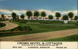 Crown Motel and Cottages Cameron, MO Postcard Postcard