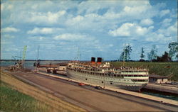 A Large Great Lakes Cruise Steamer Locking through Lock No. 7 Postcard