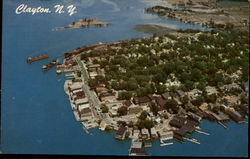 Aerial view of Clayton New York Postcard Postcard