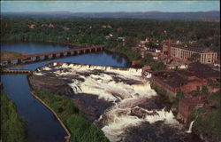 Aerial view of the Falls Hudson Falls, NY Postcard Postcard
