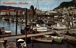 Busy boat harbor Ketchikan, AK Postcard Postcard