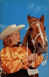 Cowgirl with her horse Postcard