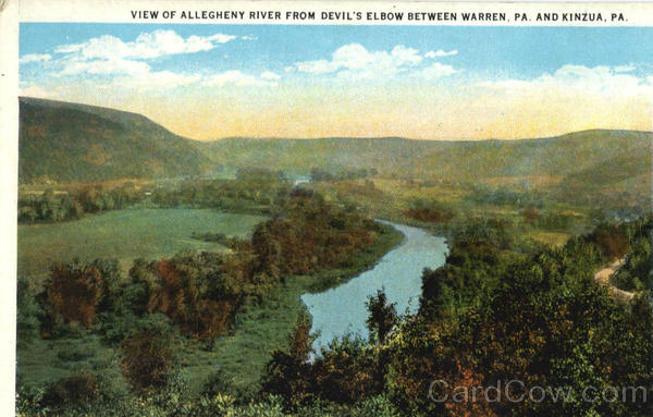 View of Allegheny River from Devil's Elbow Between Warren Scenic Pennsylvania