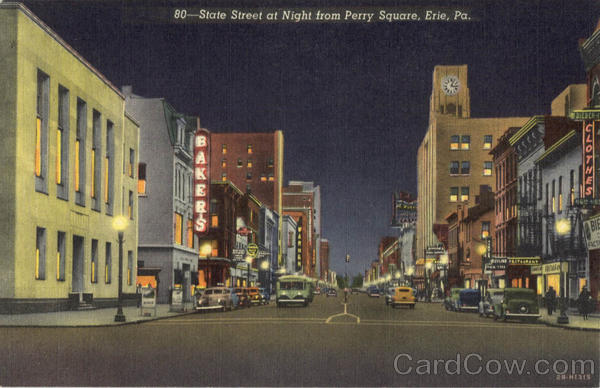 State Street at Night from Perry Square Erie Pennsylvania