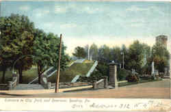 Entrance to City Park and Reservoir Reading, PA Postcard Postcard