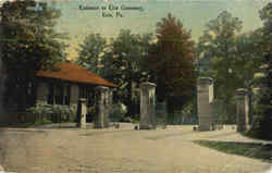 Entrance to Erie Cementery Postcard