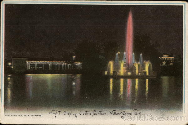 Night Display, Electric Fountain, Willow Grove Park Philadelphia Pennsylvania
