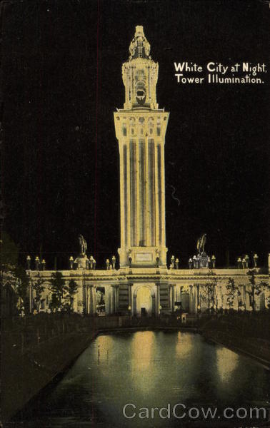 White City at Night, Tower Illumination Chicago Illinois