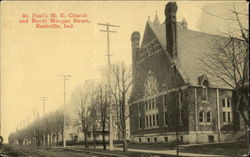 St. Paul's M. E. Church and North Morgan Street Rushville, IN Postcard Postcard