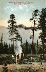 Campers at Breakfast in the Mountains Postcard