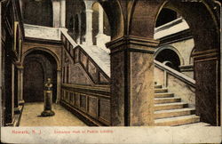 Entrance Hall of Public Library Postcard