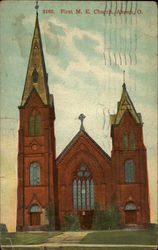 First M.E. Church Akron, OH Postcard Postcard