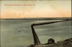 Government Breakwater San Pedro, CA Postcard Postcard