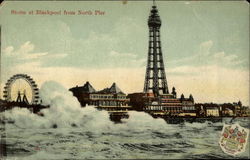 Storm from North Pier Blackpool, United Kingdom Lancashire Postcard Postcard