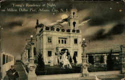 Young's Residence at Night, on Million Dollar Pier Postcard