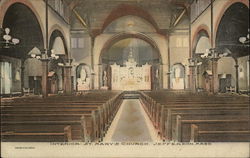 Interior St. Mary's Church Jefferson, MA Postcard Postcard