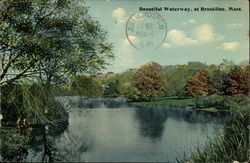 Beautiful Waterway Brookline, MA Postcard Postcard