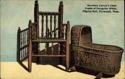 Governor Carver's Chair, Cradle of Peregrine White, Pilgrim Hall Postcard