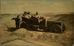 Sand Artist, showing Automobile made out of Sand Postcard