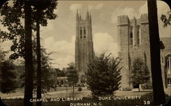 Chapel and Library, Duke University Postcard