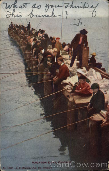 Vacation Days - Fishing on Pier Chicago Illinois
