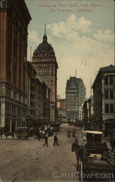 Looking up Third Street from Mission San Francisco California