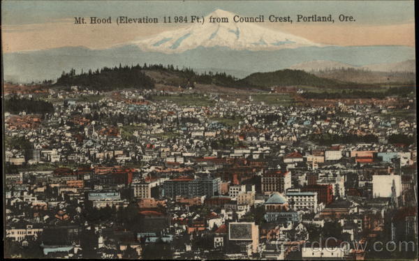 Mt. Hood, elevation 11,984 ft., from Council Crest Portland Oregon