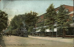 Brown House and Main Street, West Postcard